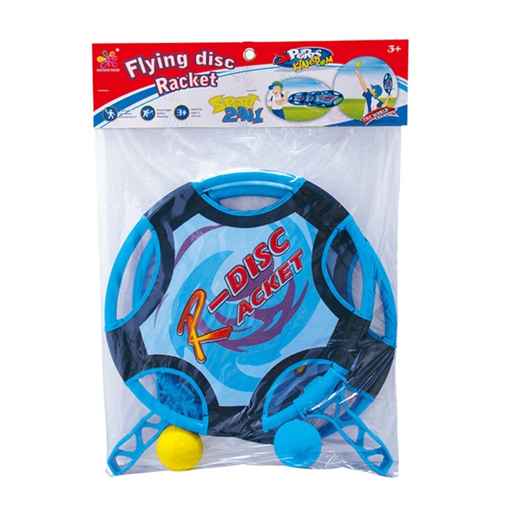 Set de joaca cu 2 rachete−disc zburator si 2 mingi