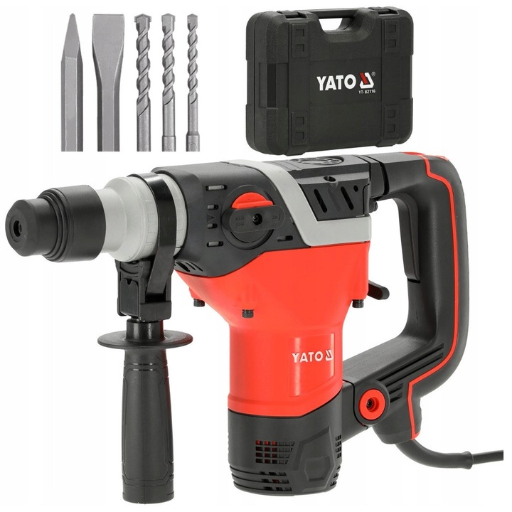 Rotopercutor Yato SDS-plus 1100W, 3 functii, 4,5J, 28mm, set complet