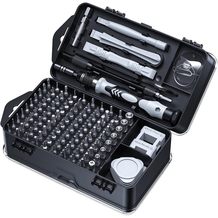 Set de surubelnite de precizie 115 in 1, kit profesional de reparatii magnetice mini [durabil], surubelnita mica pentru telefon, computer, ceas, laptop, ochelari