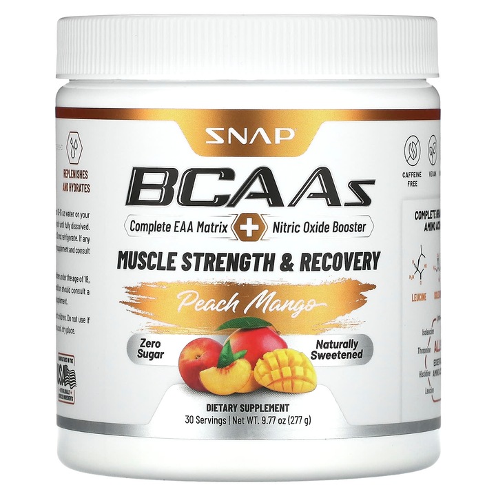 Pudra Suplimente Snap, BCAA, Piersica si Mango, 277 g