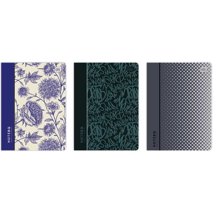 A4-es jegyzetfüzetkészlet, Interdruk, 60 lap, polipropilén borító, vegyes modellek