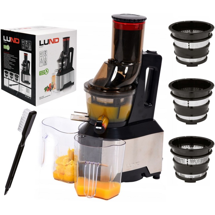 Storcator de suc LUND 150W, negru, 3 filtre, dimensiuni 25x16x46,5cm