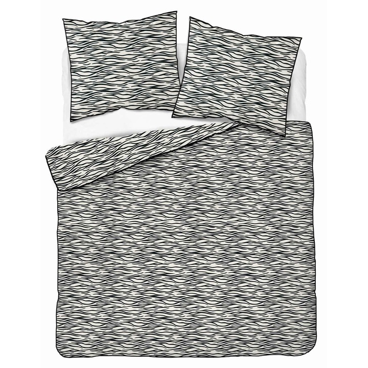 Ágyneműhuzat, Detexpol, Eden 5591 B, pamut perkál, fehér/fekete, 160x200 cm, 3 darabos szett