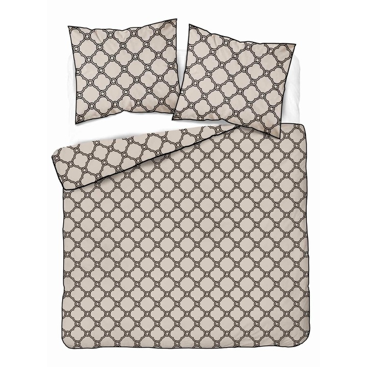 Ágyneműhuzat, Detexpol, Eden 5592 B, geometrikus, bézs, 220x200 cm, 3 darabos szett