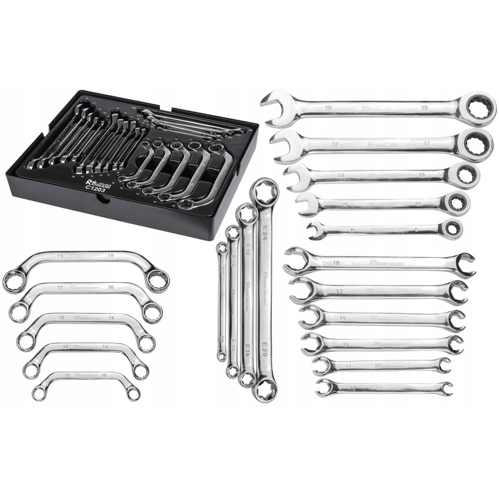 Set 20 chei mixte cu suport, Richmann, din otel Cr-V, rezistente la coroziune, 385x290mm