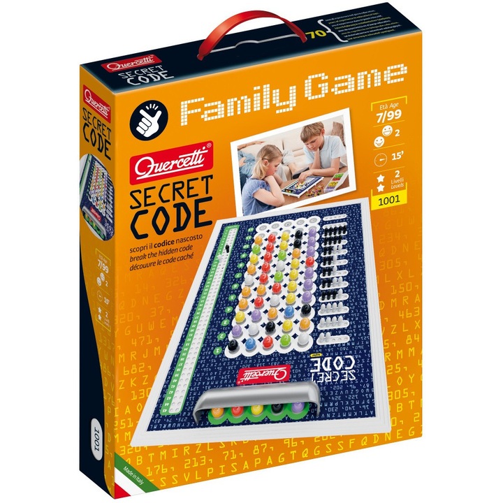 Joc de societate Quercetti, Secretul Codului, 2 niveluri dificultate, 8 culori, 35x28x6cm