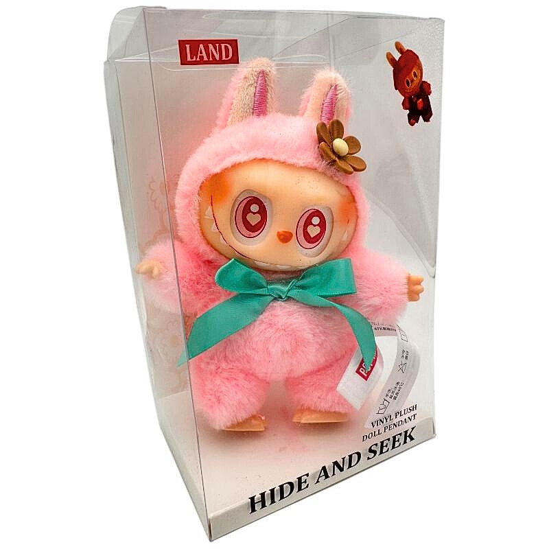 Labubu Roz Jucărie de pluș BaoBao Labubu TheMonsters Hide and Seek, costum roz cu ...
