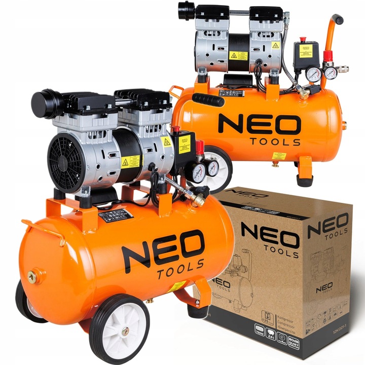 Compresor fara ulei NEO Tools 24L, 230V, 750W, 8 bar, 125 l/min