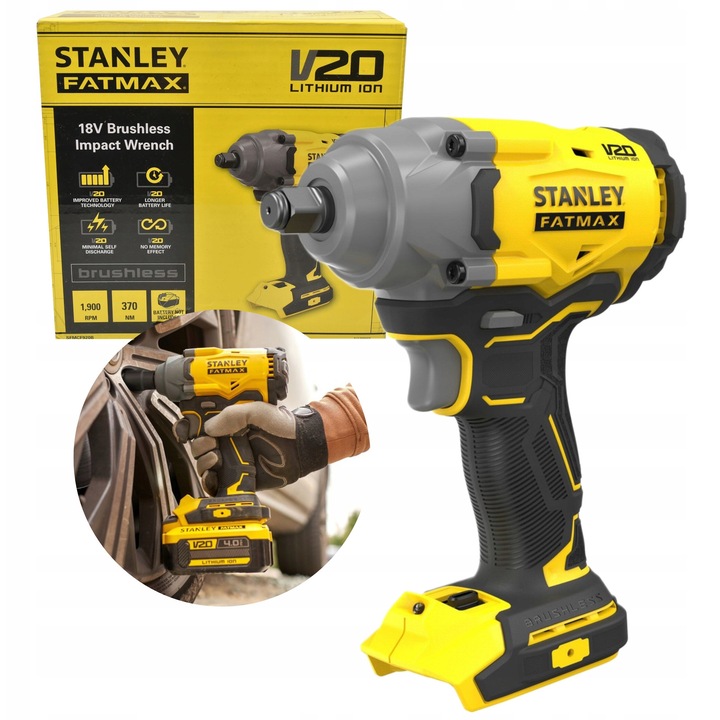 Masina de insurubat cu impact Stanley, 18V, 373Nm, fara acumulator si incarcator, 1900rpm