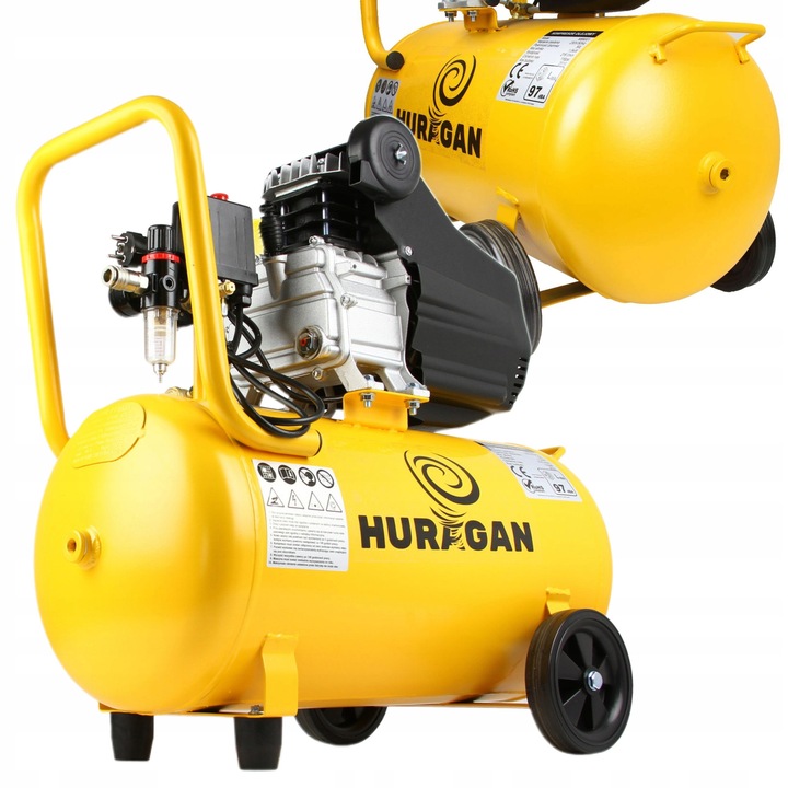 Compresor 50L HURAGAN M88001, 216 l/min, 8 bar, mobil, cu roti