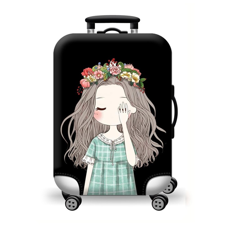 Husa pentru valiza, Amber, 70cm, elastic, negru