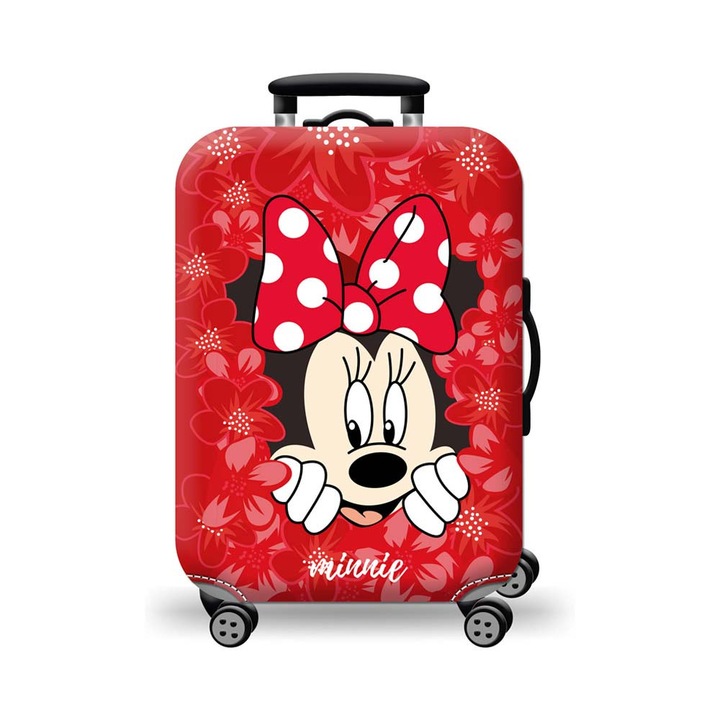 Husa pentru valiza Amber Minnie Mouse, rosu, 50cm, material elastic