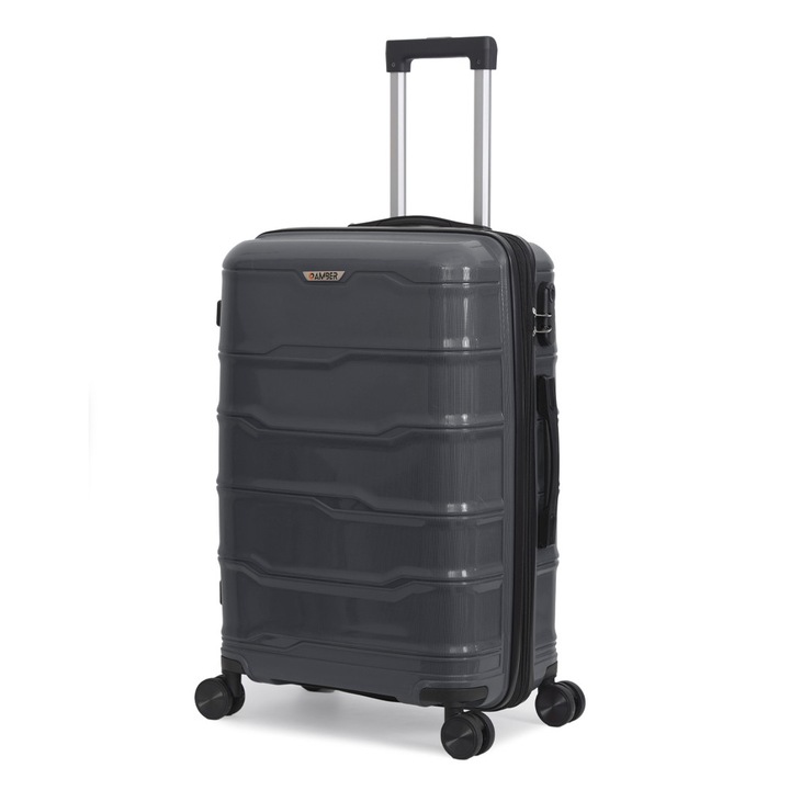 Troler Amber, mediu, 60-72L, 44x65x24-29cm, 4 roti, telescopic, antracit