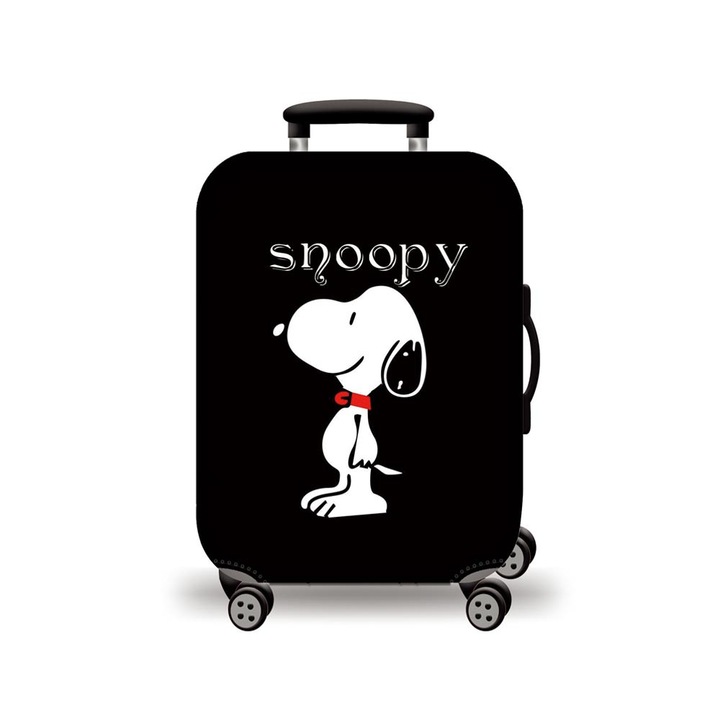 Husa pentru valiza, Amber, Snoopy, 50cm, negru