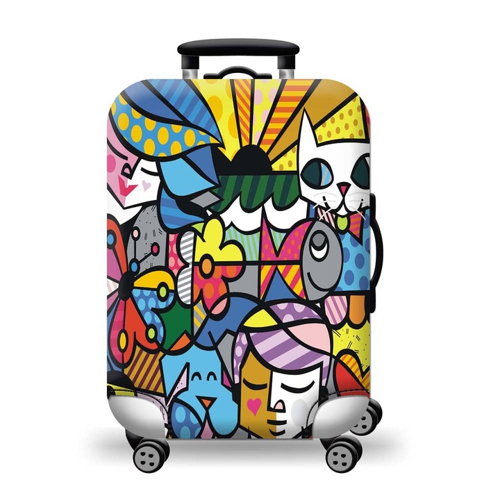 Husă valiză Amber, 70cm, elastică, rezistentă, cu deschideri pentru mânere