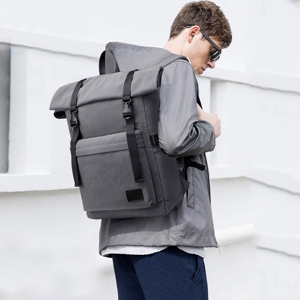 Rucsac laptop Amber, 17.3 inch, gri, impermeabil, 49x31x16cm, 24L