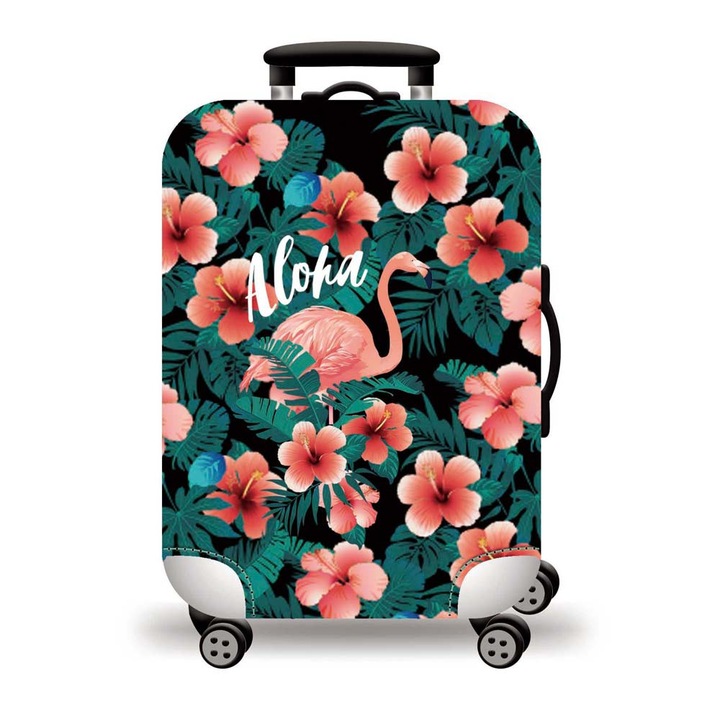 Husa pentru valiza Amber, model tropical 70cm, material elastic