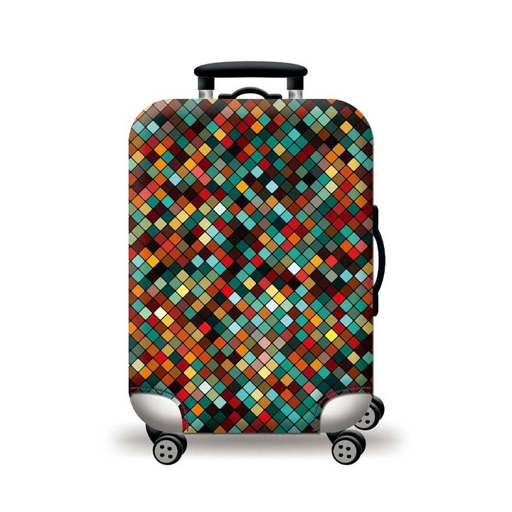 Husa valiza, Amber, 50cm, elastica, rezistenta, multicolor