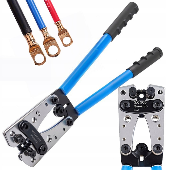 Cleste de crimpare pentru capete de cabluri, Ondragon, 6-50 mm2, matrita hexagonala, 390 mm