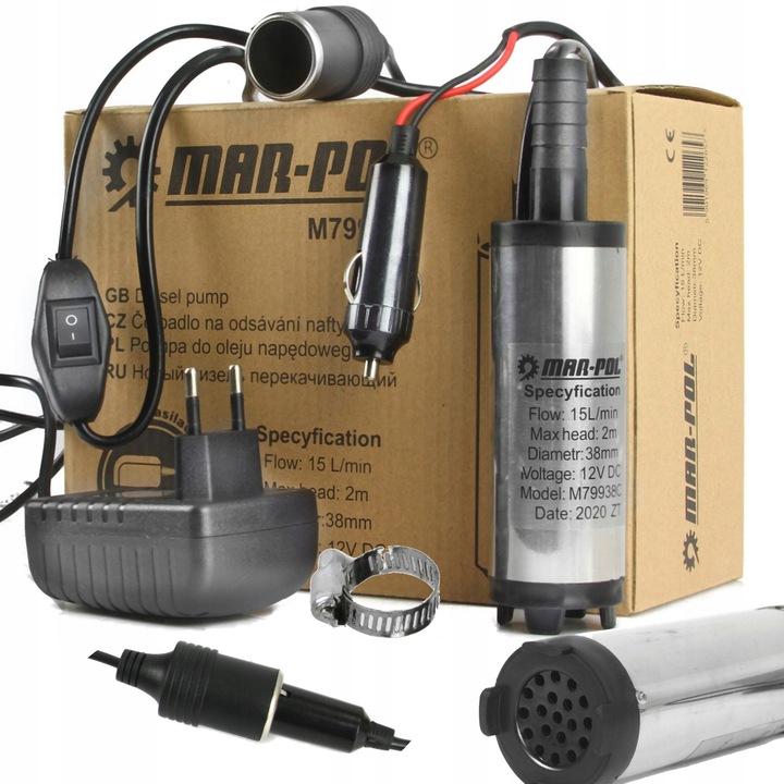 Pompa combustibil 12V MAR-POL inox 38mm 15L/min
