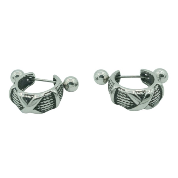 Cercei patinati model geometric inchidere tip piercing din Inox Calista 1,4 cm diametru