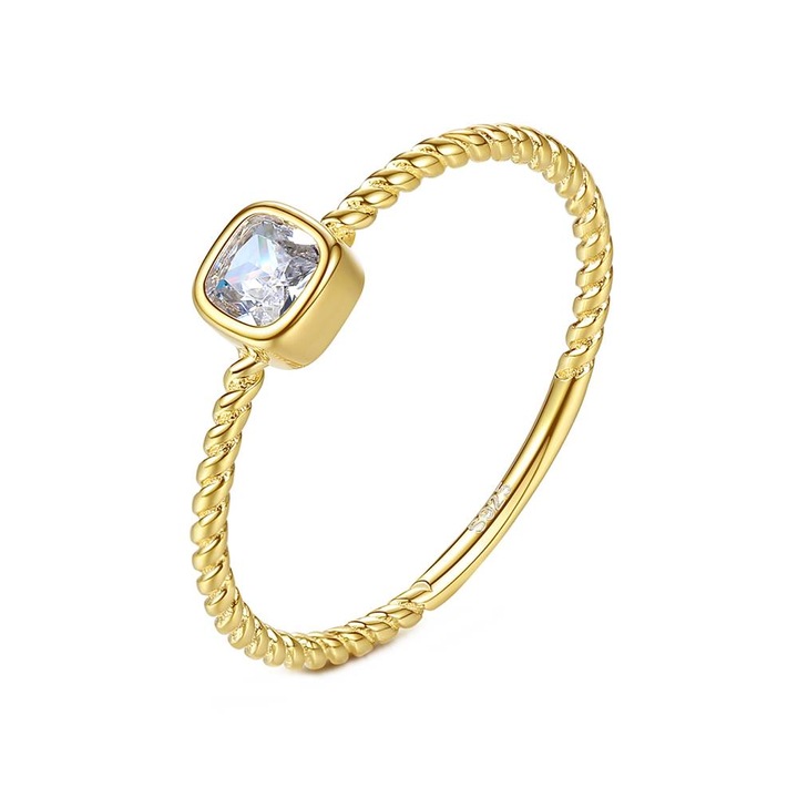 Inel din Argint cu Cristale Zirconiu, Placat cu Aur, Sweet Diamond, Marimea 6