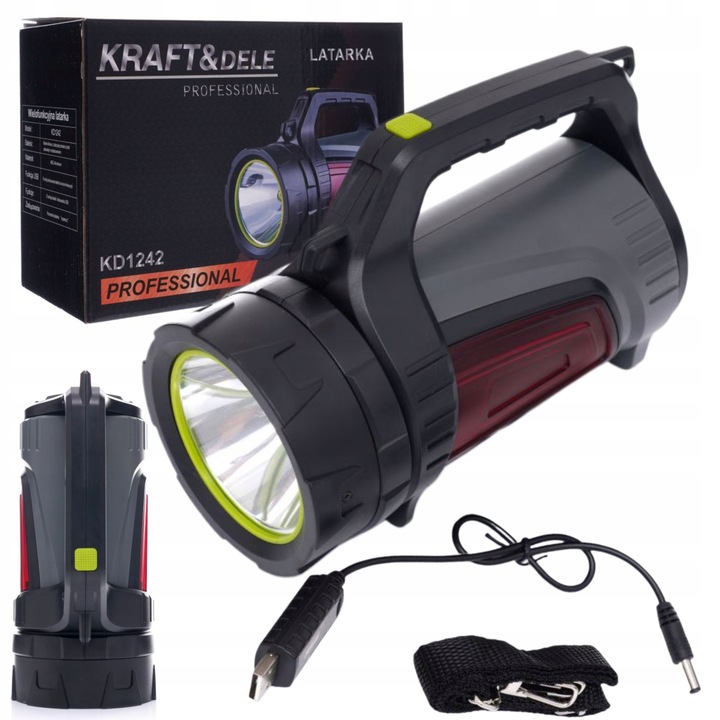 Lanterna Kraft&Dele KD1242, 3 moduri, 8000 mAh, 0,52kg, USB