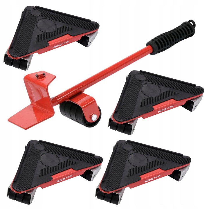 Set echipamente transport, Yato, 4 suporturi cu role, 300kg, 70mm