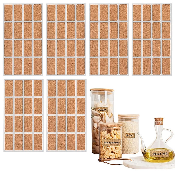 Set 96 etichete din pluta, Super Viata, waterproof, reutilizabile, 3x1.5cm