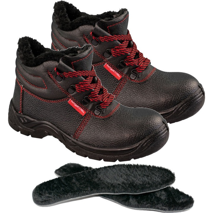 Bocanci de protectie, ART.MAS, piele naturala, negru/rosu, 46