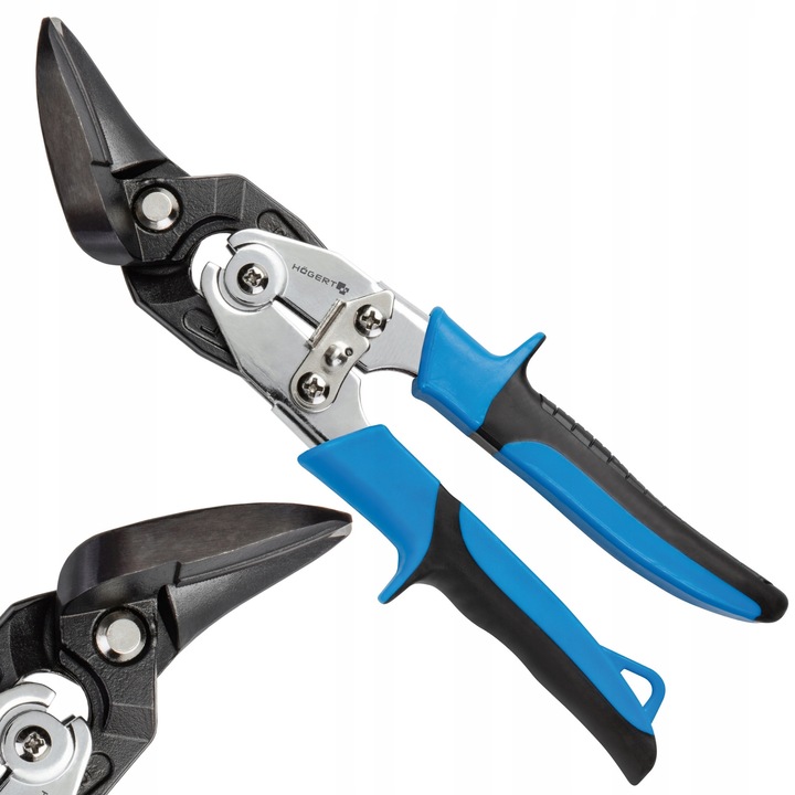 Lemezvágó fogó, Hogert, 250 mm, króm-molibdén, csúszásmentes nyél