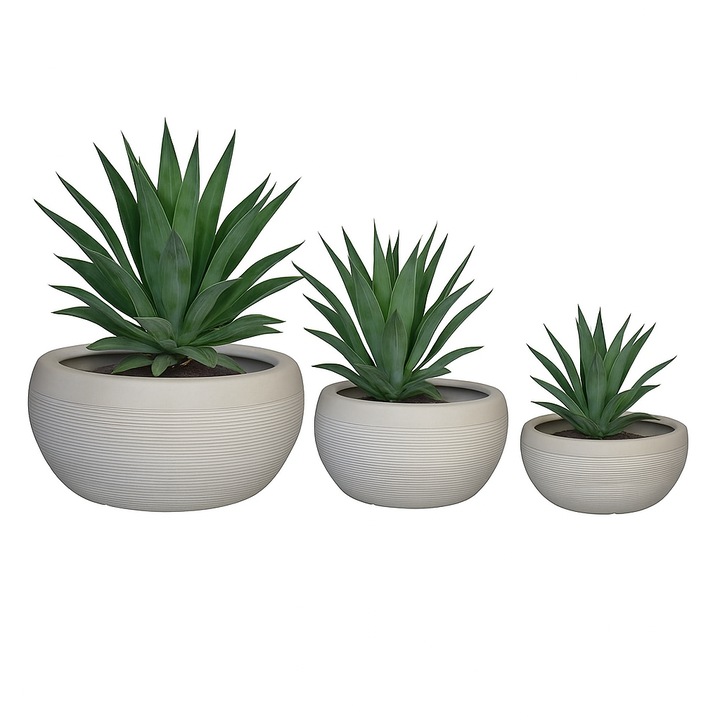 Ghiveci de exterior Linea Bowl, beige grey set 3 buc