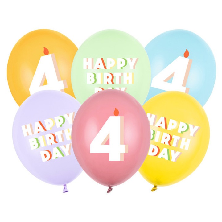 Балони 30 см (6 бр.) пастелни с номер 4