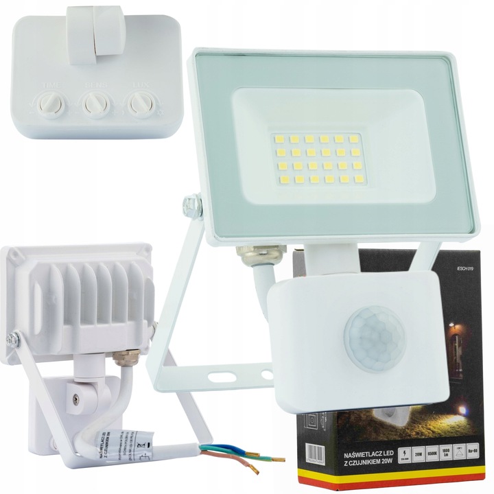 Proiector LED Schmith 20W alb cu senzor miscare 10x14x5cm