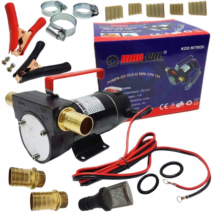 Маслена помпа 12V MAR-POL, 36L/min, височина на подаване 4m, 1"