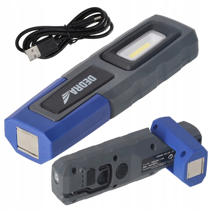 Lanterna compacta COB/SMD LED, 400LM, cu UV, cu carlig si magnet, Dedra L0915