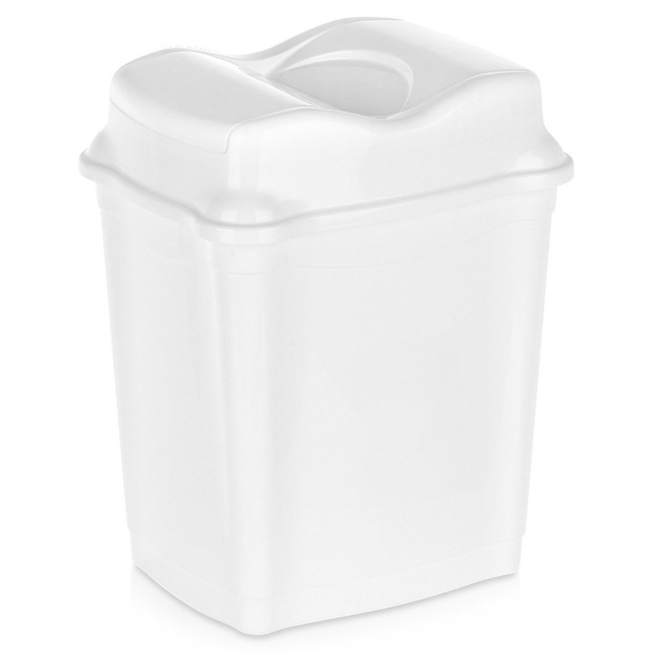 Cos de gunoi plastic alb 9 l, ORION, dimensiuni 25x19,5x32 cm, capac cu deschidere usoara