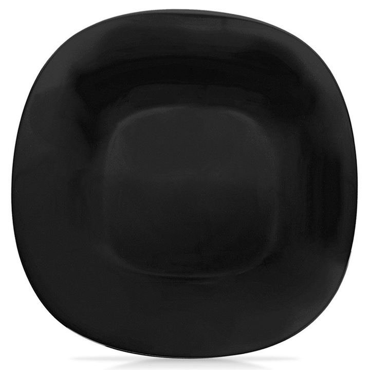 Desszertes tányér klasszikus designnal, Orion, Luna, 20,5x20,5x1,8 cm, fekete