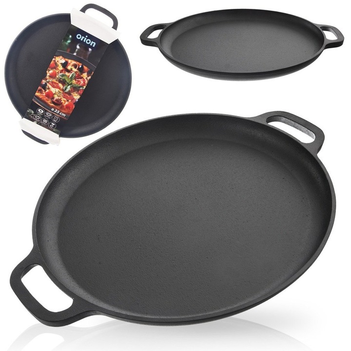 Tigaie Din Fonta, Orion, Litina, 42.5x35 cm, Fabricata Din Fonta Turnata, Rezistenta La Temperaturi Ridicate, Potrivita Pentru Gratar, Inductie Si Cuptor, Utilizare Universala, Neagra