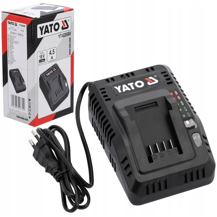 Incarcator inteligent Yato 18V, sistem de racire, 2.4-4.5A, 200-240V, 0.43kg