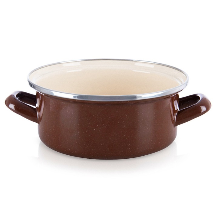 Емайлирана тенджера Orion Brown, 20,5 см, 2,2 л, кафяво-бежов цвят, подходяща за всички видове котлони