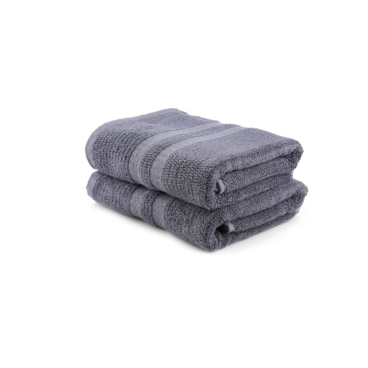 Комплект от 2 кърпи 75x150 см, памук и бамбук, Hobby Home, Ayliz Антрацитно сиво