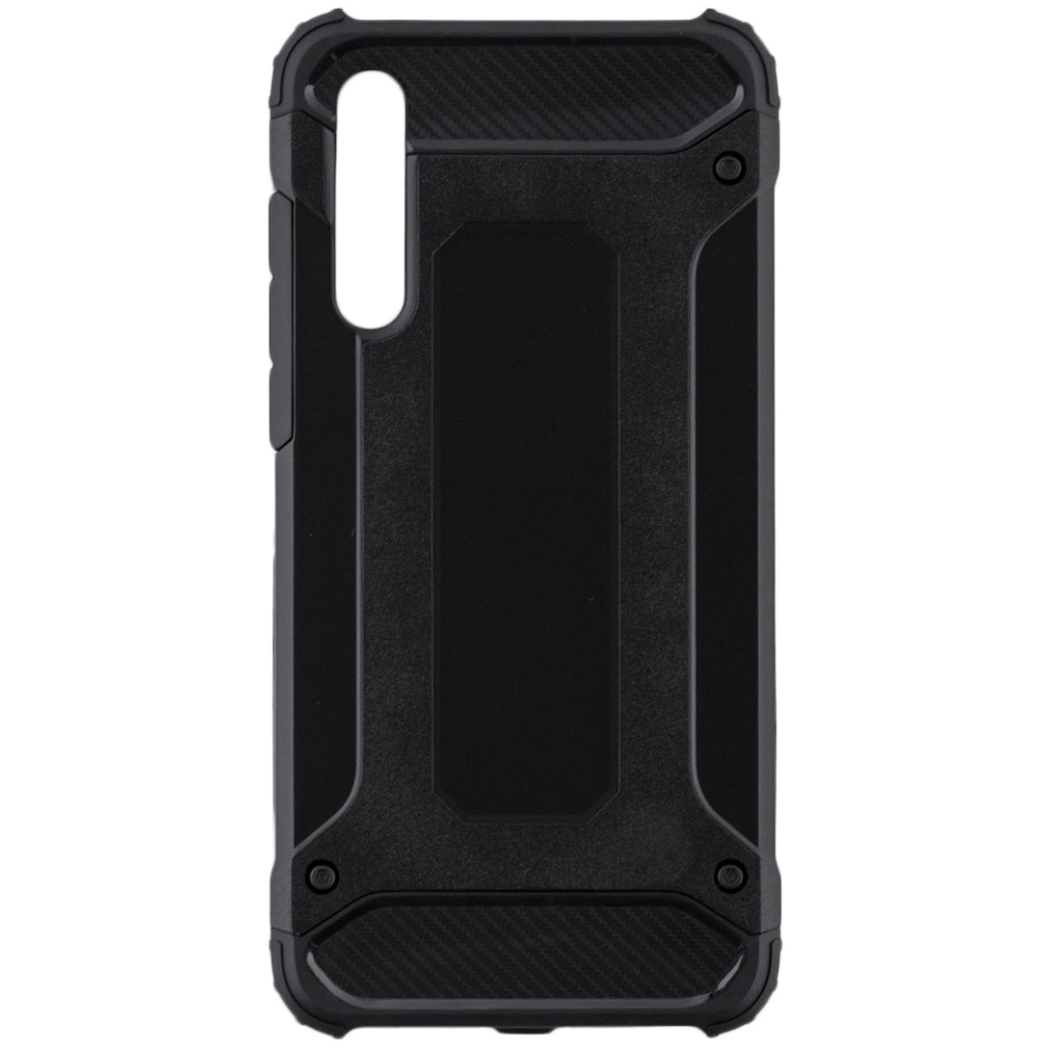 Husa pentru Huawei P20 Pro, SKYDDAR INNOVATION, Hybrid Armor, din Plastic Dur, Margini Cauciucate, Antisoc, set cu sticker, Negru