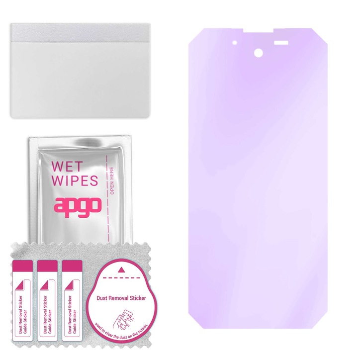 apgo ANTI-BLUE защитно стъкло за Ulefone Armor Mini 20T Pro - хибридно стъкло, протектор за екран, гланцово, професионално гъвкаво хибридно стъкло, 9H, пълно лепене