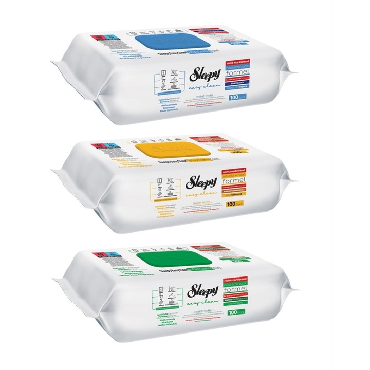 PACHET - 3 X Servetele Umede Sleepy Easy Clean Multisuprafete, 100 Buc