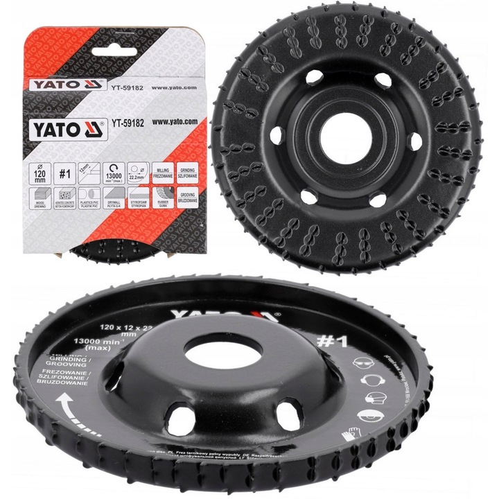 Disc Freza Yato 120x12x22.2mm convex pentru lemn beton plastic