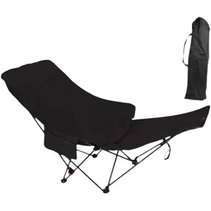 Scaun pliabil tip lounge AT PERFORMANCE® – Reclinabil, 4 pozitii, reglabil, pentru camping, plaja si pescuit, cu husa de transport – Negru