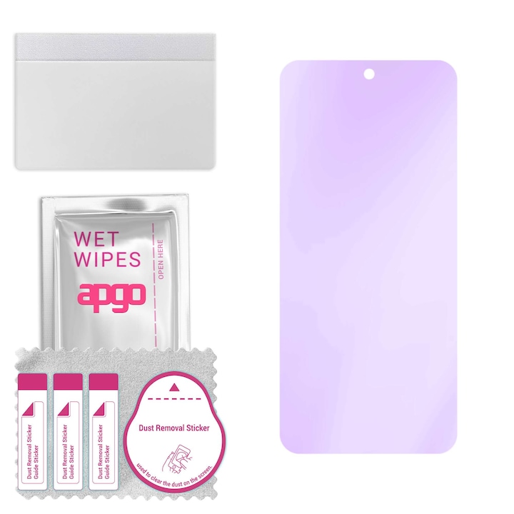 apgo ANTI-BLUE защитно стъкло за Tecno Pova 6 Neo 5G – хибридно стъкло, протектор за екран, гланцово, професионално гъвкаво хибридно стъкло, 9H, пълно лепене