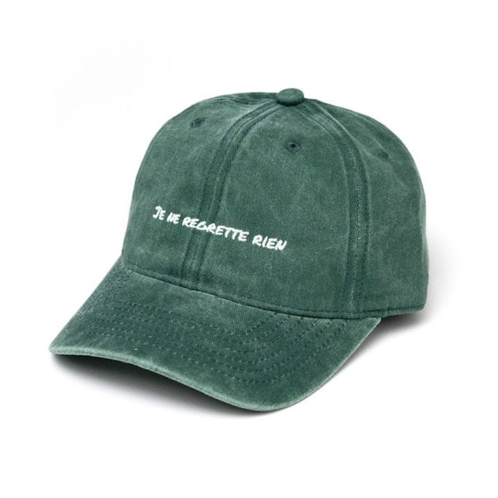 Sapca vintage washed green, din bumbac, model nestructurat, reglabila, one-size