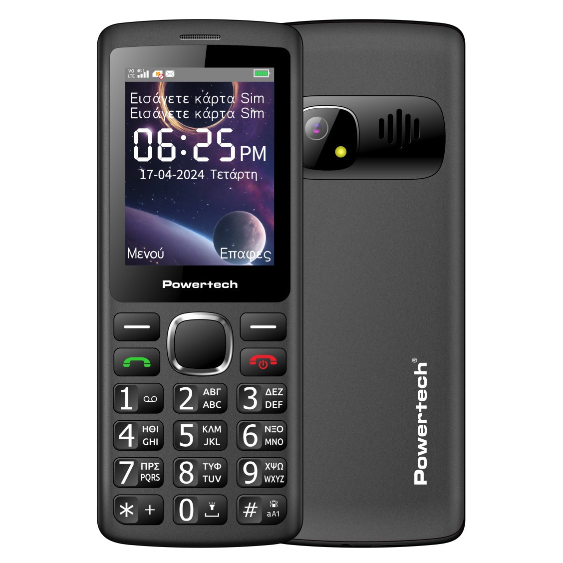Telefon mobil POWERTECH Sentry 4G Bar, 2.4", dual SIM, cu camera foto, negru